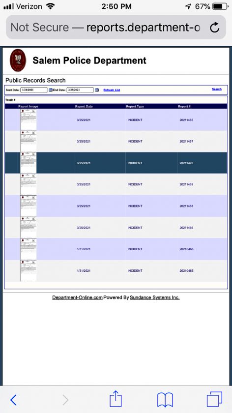 Salem police reports put online News Sports Jobs Salem News